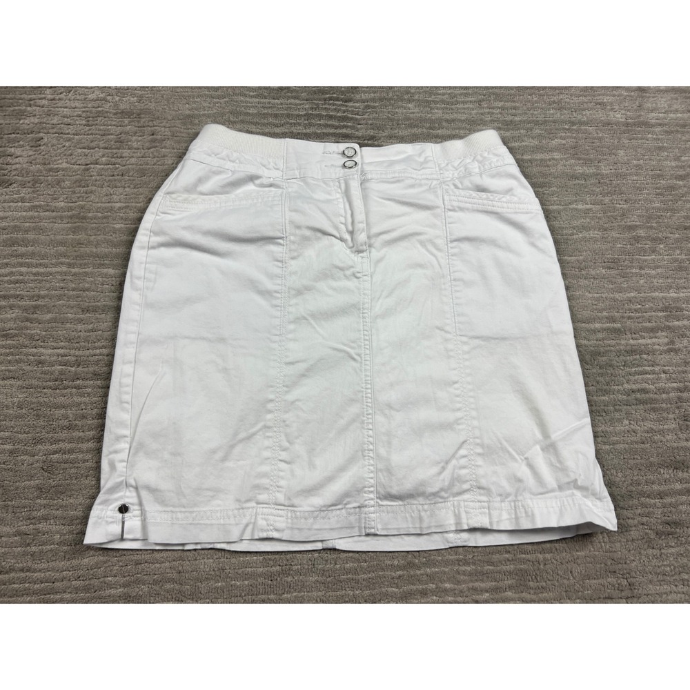 Karen Scott Skirt Womens 6P White Denim Straight Stretch Casual Petite Mini‎